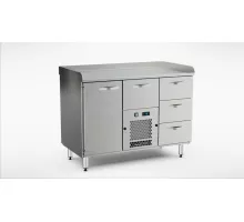 Стол для приготовления пиццы 1200 мм, 1 дверца, 4 выдвижных ящика