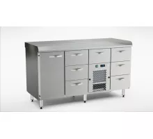 Стол для приготовления пиццы 1600 мм, 1 дверца, 7 выдвижных ящиков