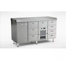 Стол для приготовления пиццы 1600 мм, 1 дверца, 8 выдвижных ящиков