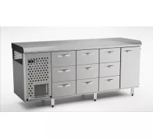 Стол для приготовления пиццы 2000 мм, 1 дверца, 9 выдвижных ящиков