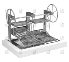 Charcoal parrilla grill, double, drop-in, 1400x900x1765 mm