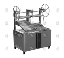 Charcoal parrilla grill, double, self-supported, 1400x900x1975 mm