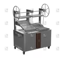 Charcoal parrilla grill, double, self-supported, 1400x900x1975 mm, brown
