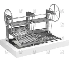 Charcoal parrilla grill, double, drop-in, 1600x900x1765 mm