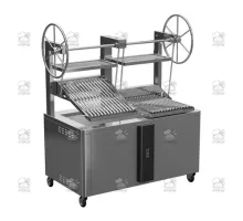 Charcoal parrilla grill, double, self-supported, 1600x900x1975 mm