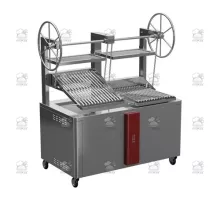Charcoal parrilla grill, double, self-supported, 1600x900x1975 mm, red