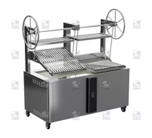 Charcoal parrilla grill, double, self-supported, 1800x900x1975 mm