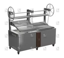 Charcoal parrilla grill, double, self-supported, 2000x900x1975 mm, brown