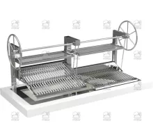 Charcoal parrilla grill, double, drop-in, 2350x900x1765 mm