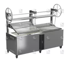 Charcoal parrilla grill, double, self-supported, 2350x900x1975 mm