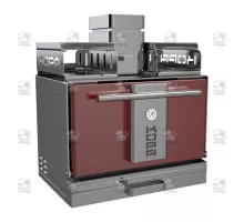 Charcoal oven, with open shelf, 712x548x1121 mm, red
