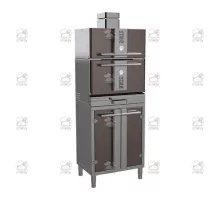 Charcoal oven, with stand and cabinet, 712x548x2096 mm, brown