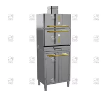 Charcoal oven, with stand and cabinet, 712x548x2096 mm, chrome