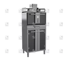 Charcoal oven, with stand and open shelf, 712x548x2096 mm