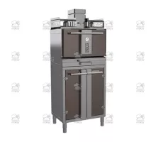 Charcoal oven, with stand and open shelf, 712x548x2096 mm, brown