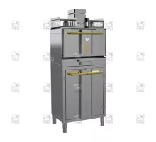 Charcoal oven, with stand and open shelf, 712x548x2096 mm, chrome