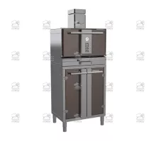 Charcoal oven, with stand, 712x548x1865 mm, brown