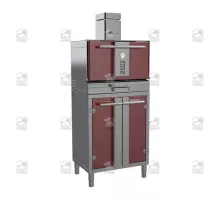 Charcoal oven, with stand, 712x548x1865 mm, red