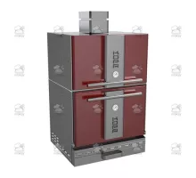 Charcoal oven, with cabinet, 712x697x1431 mm, red