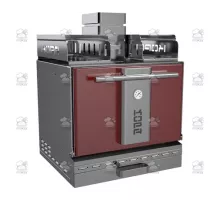 Charcoal oven, with open shelf, 712x697x1392 mm, red