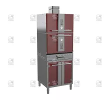 Charcoal oven, with stand and cabinet, 712x697x2406 mm, red