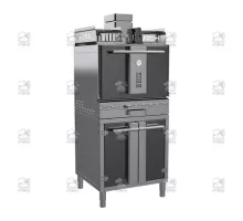 Charcoal oven, with stand and open shelf, 712x697x2156 mm