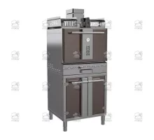 Charcoal oven, with stand and open shelf, 712x697x2156 mm, brown