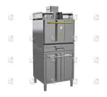 Charcoal oven, with stand and open shelf, 712x697x2156 mm, chrome