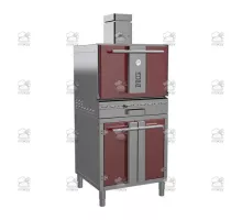 Charcoal oven, with stand, 712x697x1930 mm, red