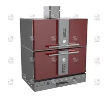 Charcoal oven, with cabinet, 912x697x1391 mm, red