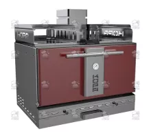 Charcoal oven, with open shelf, 912x697x1326 mm, red