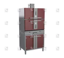 Charcoal oven, with stand and cabinet, 912x697x2216 mm, red
