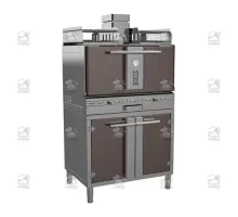 Charcoal oven, with stand and open shelf, 912x697x2151 mm, brown