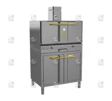 Charcoal oven, with stand, 912x697x1810 mm, chrome