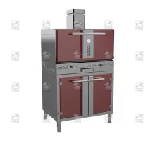 Charcoal oven, with stand, 912x697x1810 mm, red