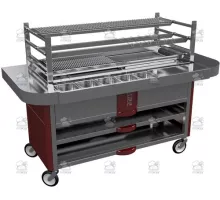 Charcoal robata grill, 1800x830x1250 mm, red