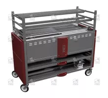 Charcoal robata grill, 1440x686x1250 mm, red
