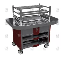 Charcoal robata grill, 1340x830x1250 mm, red