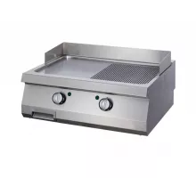 Heavy Duty Griddle - Half Grooved Chrome - Double Unit - 70cm Deep - Gas