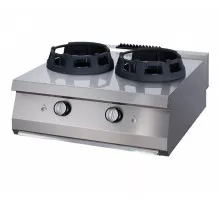 Heavy Duty Wok Cooker - 2 x 28,5cm Cooking Rings - Double Unit - 70cm Deep - Gas