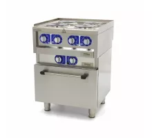 Плита коммерческого класса - 4 конфорки - электрическая - двойной блок - глубина 60 см - с духовкой