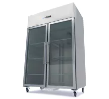 Ledusskapis - 1200L - 6 regulējami plaukti (2/1GN) - Nerūsējošais tērauds - ar stikla durvīm