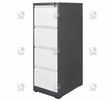 Szafa metalowa kartotekowa FURVERO W4S G/S 4 szuflady A4 grafitowa / szary front S-45 cm G-62 cm H-134 cm skręcana N