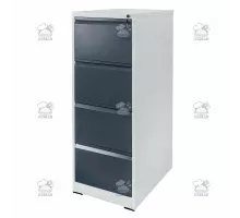 Szafa metalowa kartotekowa FURVERO W4S S/G 4 szuflady A4 szara / grafitowy front S-45 cm G-62 cm H-134 cm skręcana N