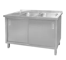 Nerūsējošā tērauda divkameru pie sienas piestiprināts izlietne ar metinātu skapīti S-140 cm G-70 cm H-85 cm N
