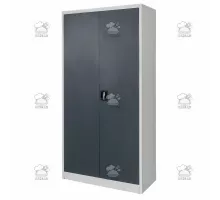 Szafa biurowa metalowa FURVERO W-101 S/G na dokumenty szara / grafitowy front S- 90 cm G- 40 cm H-185 cm skręcana N