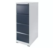 Szafa metalowa kartotekowa FURVERO W4S S/G 4 szuflady A4 szara / grafitowy front S-45 cm G-62 cm H-134 cm skręcana N