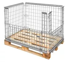 Gitterbox paletes bortu papla ar apmali S-120 cm G-80 cm H-90 cm acs 6x10 cm atverams abpusēji cinkots N