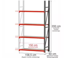 Metal warehouse shelving unit FORTIS 1200x800x2000 mm