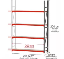Металлический складской стеллаж FORTIS 1200x800x2000 mm